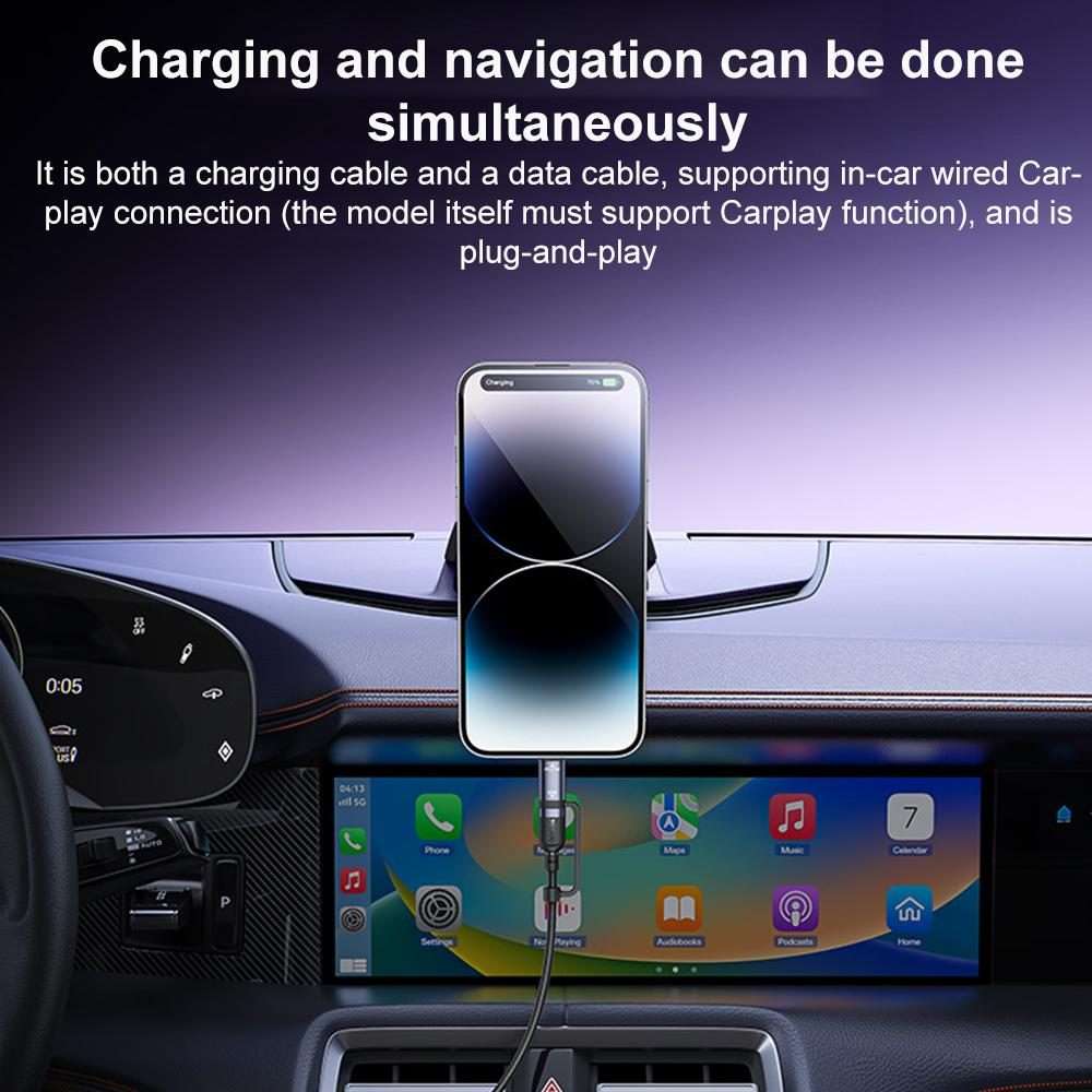 Yesido CA200 1.2m 60W USB / Type-C to Type-C / 8 Pin Fast Charging Data Cable(Black)
