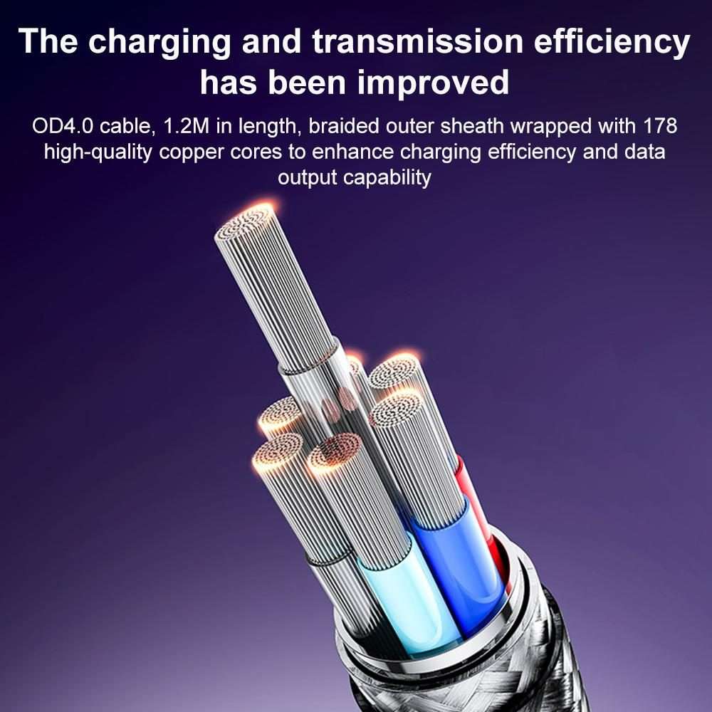 Yesido CA200 1.2m 60W USB / Type-C to Type-C / 8 Pin Fast Charging Data Cable(Black)