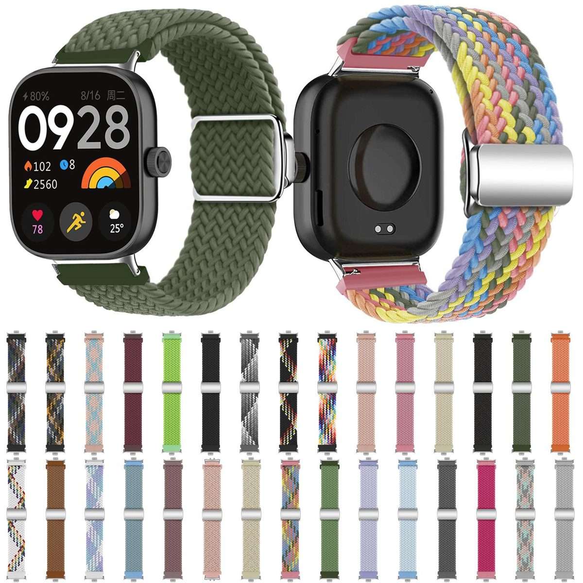 For Redmi Watch 6 / 5 / Xiaomi Band 9 Pro Braided Loop Magnetic Buckle Watch Band(Raspberry)