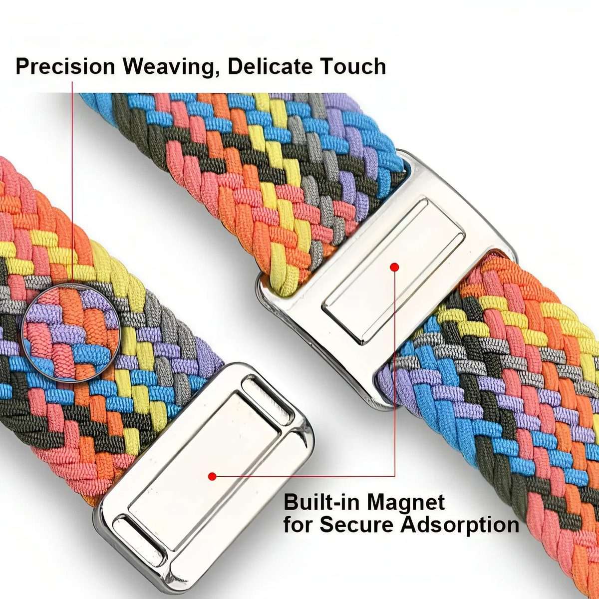 For Redmi Watch 6 / 5 / Xiaomi Band 9 Pro Braided Loop Magnetic Buckle Watch Band(Raspberry)