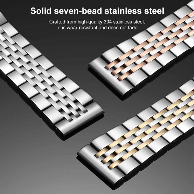 20mm xDfind Seven-bead Solid Stainless Steel Watch Band(Silver)