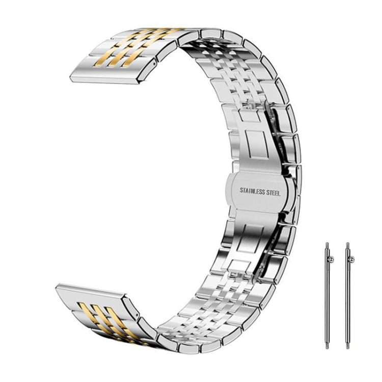 20mm xDfind Seven-bead Solid Stainless Steel Watch Band(Silver Gold)
