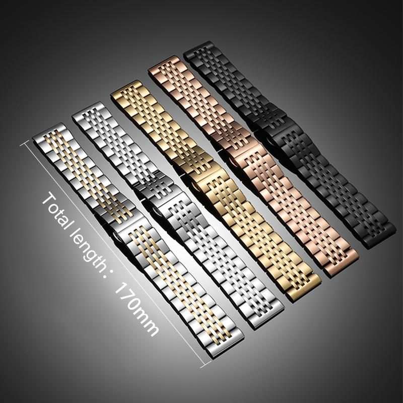 20mm xDfind Seven-bead Solid Stainless Steel Watch Band(Silver Gold)