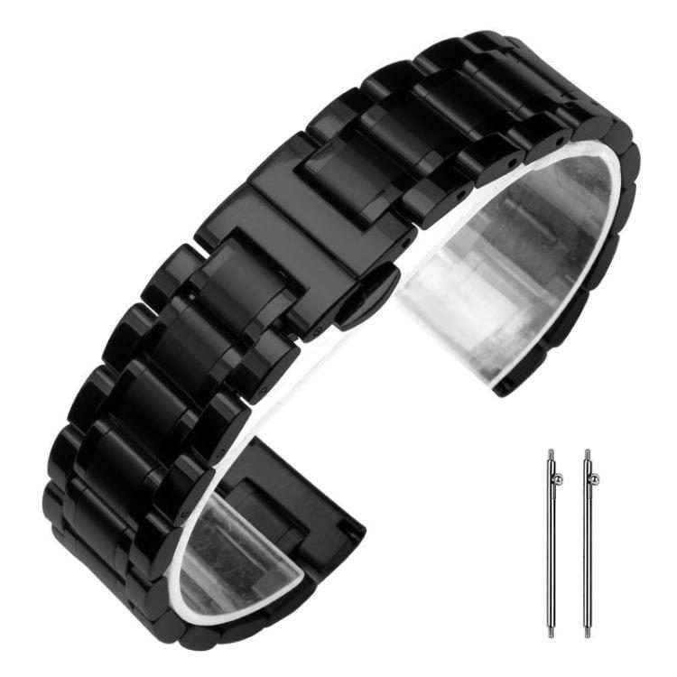 20mm xDfind Five-bead Solid Stainless Steel Butterfly Buckle Watch Band(Black)