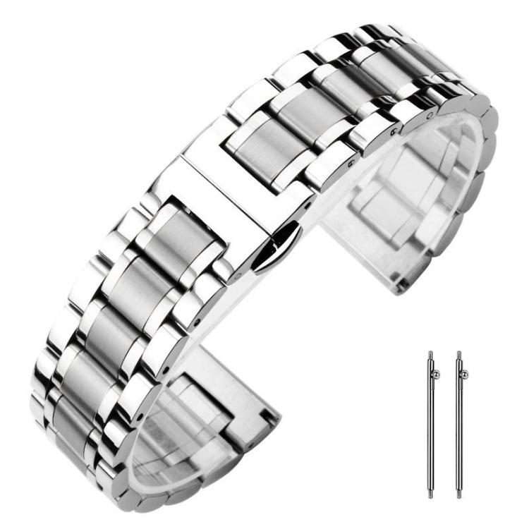 20mm xDfind Five-bead Solid Stainless Steel Butterfly Buckle Watch Band(Silver)