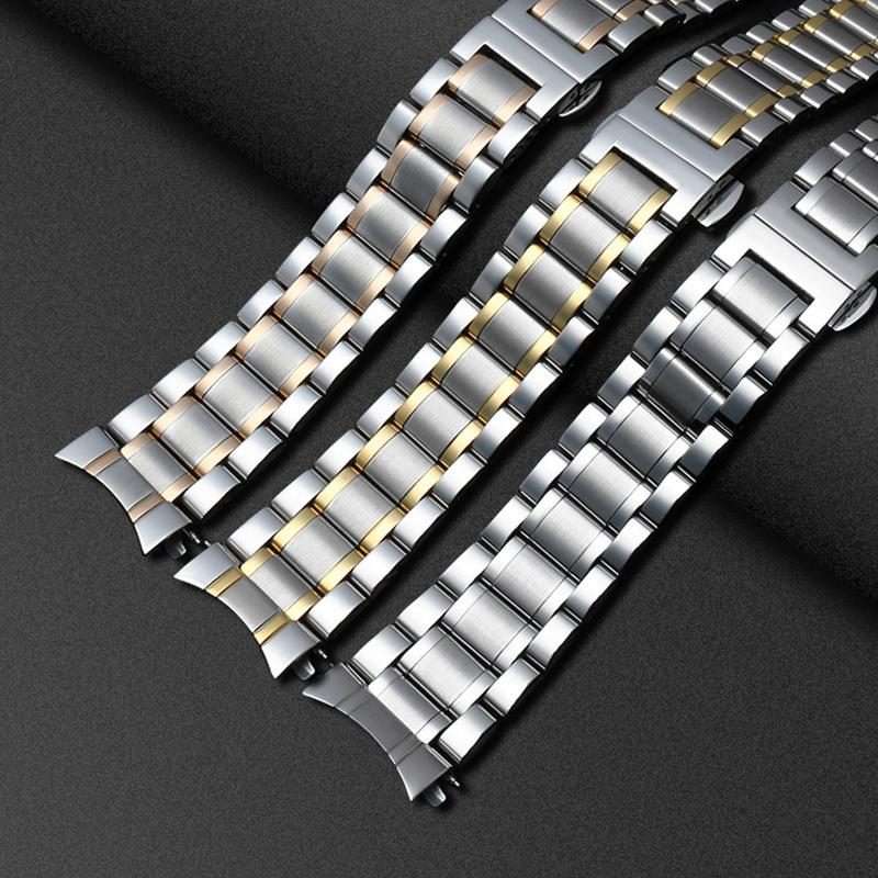 22mm xDfind Five-bead Solid Stainless Steel Butterfly Buckle Watch Band(Silver)