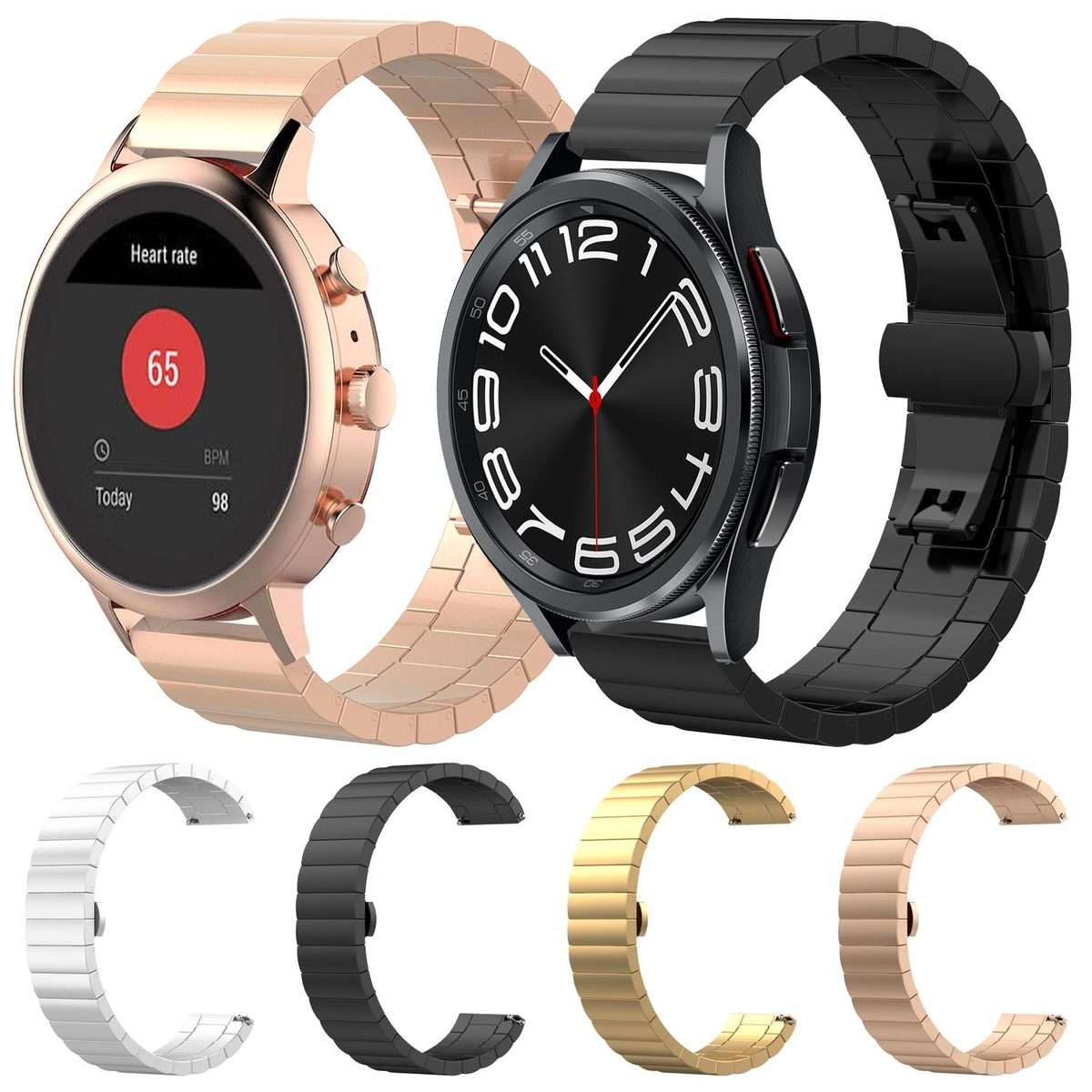 22mm xDfind One-bead Bamboo Solid Stainless Steel Watch Band(Black)