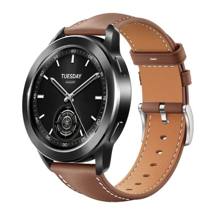 22mm For Xiaomi Watch S3/2 Pro/S2/S1 xDfind Flat Head Black Shark Fine Grain Leather ... (Coffee)