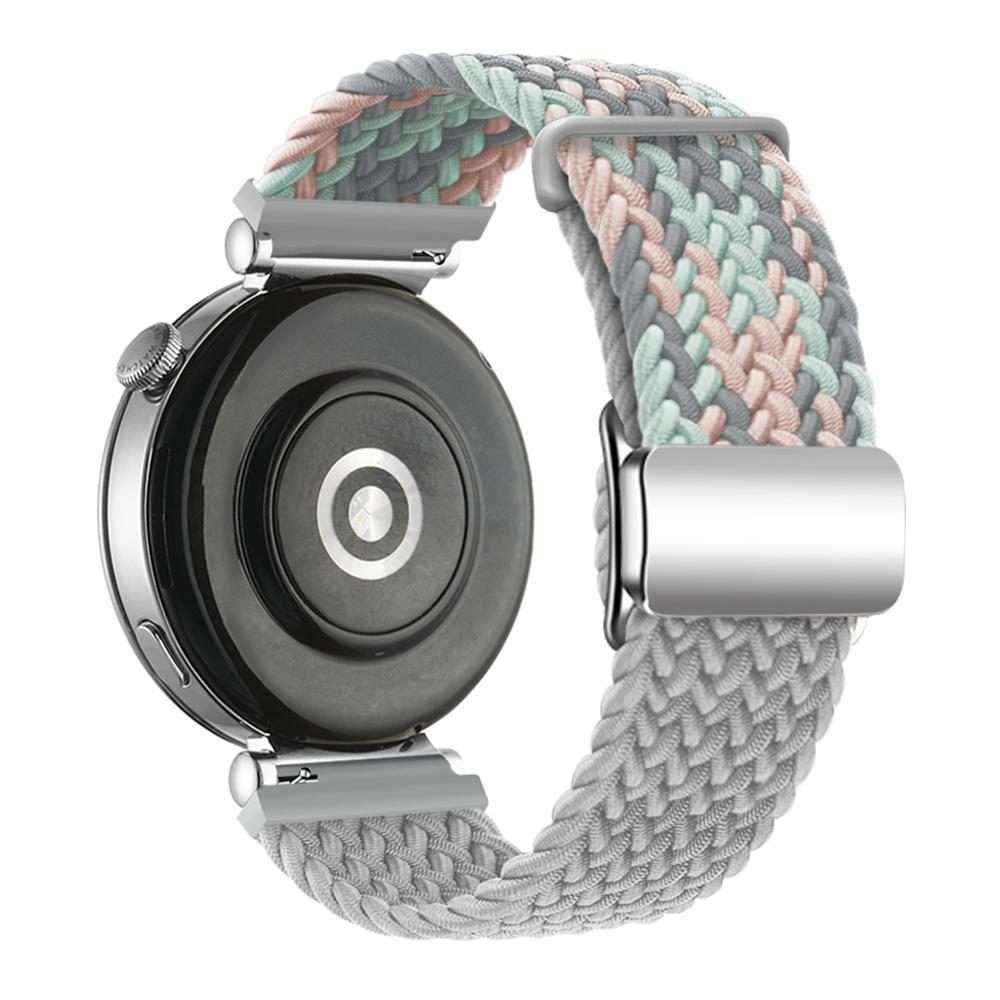 18mm Woven Splicing Color Magnetic Silver Buckle Watch Band(Coral Light Grey)