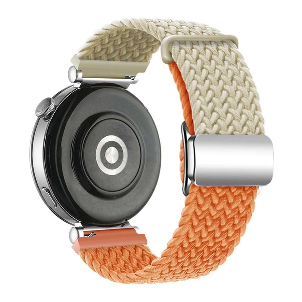 18mm Woven Splicing Color Magnetic Silver Buckle Watch Band(Starlight Orange)