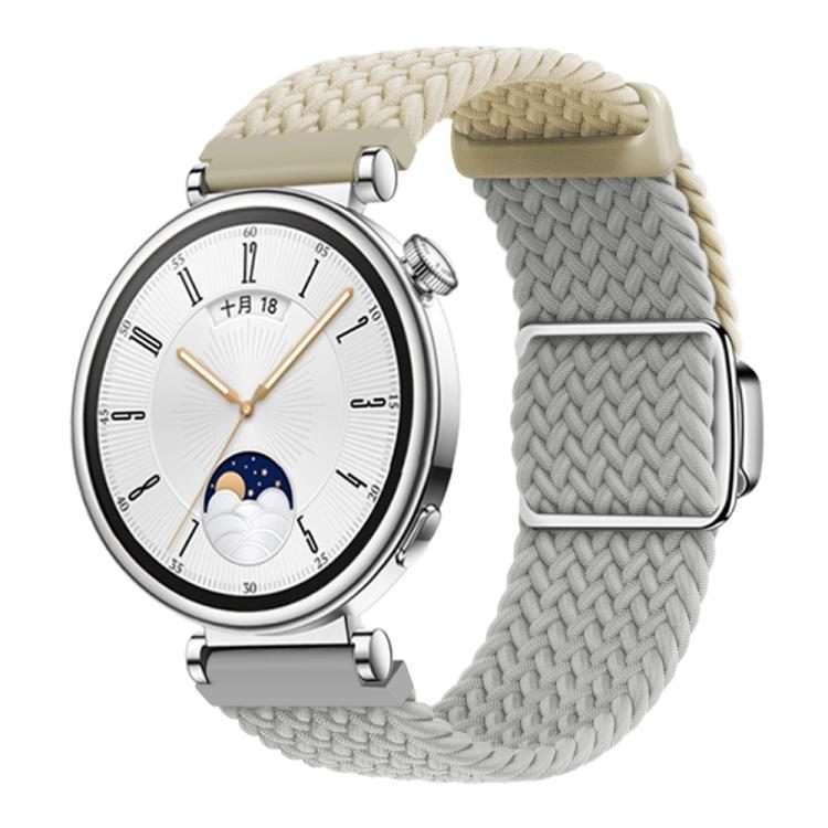 18mm Woven Splicing Color Magnetic Silver Buckle Watch Band(Starlight Light Grey)