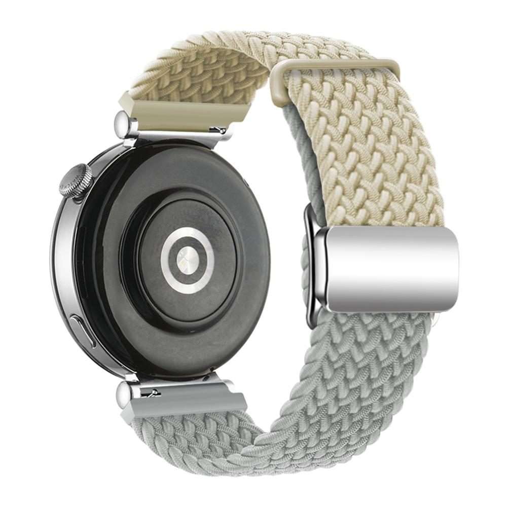18mm Woven Splicing Color Magnetic Silver Buckle Watch Band(Starlight Light Grey)