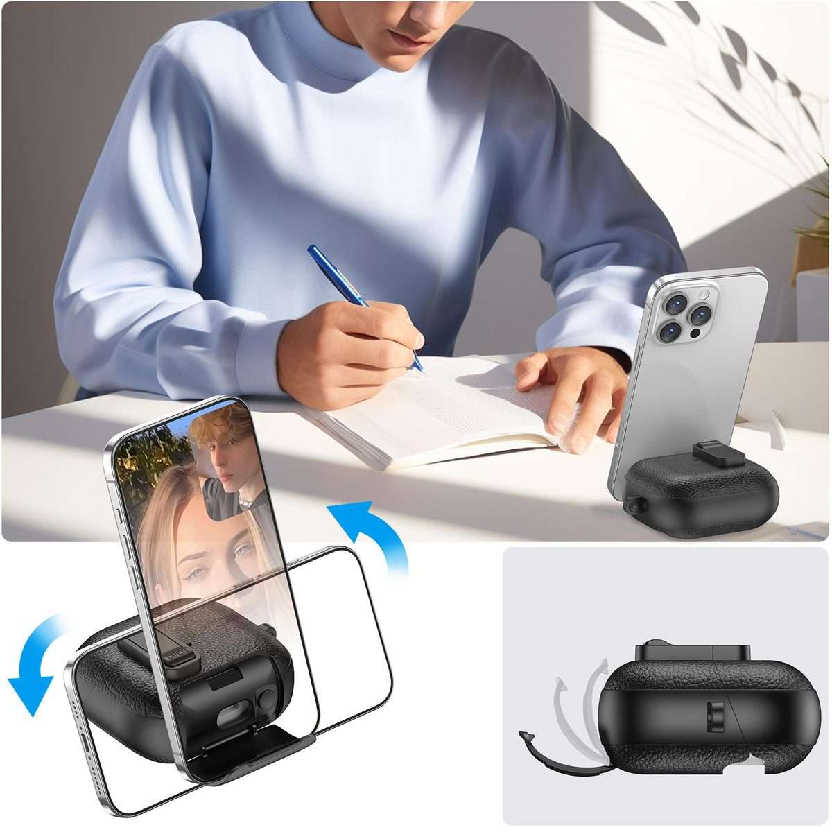 For Samsung Galaxy Buds3 / Buds3 Pro Leather Texture Wireless Earphones Case with Hook ... (White)
