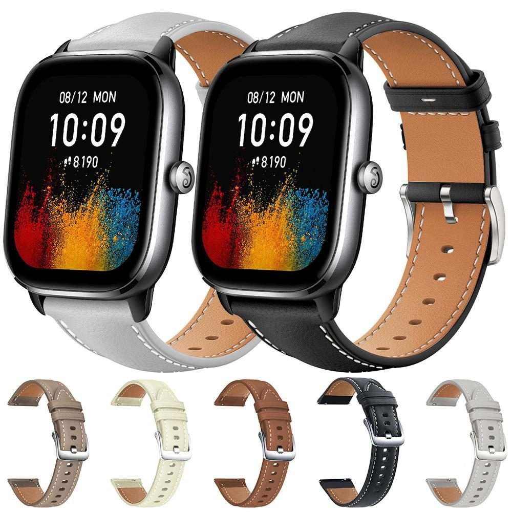 22mm For Amazfit GTR 4/3/3 Pro/Bip6/Bip5 xDfind Flat Head Black Shark Fine Grain Leathe ... (Grey)