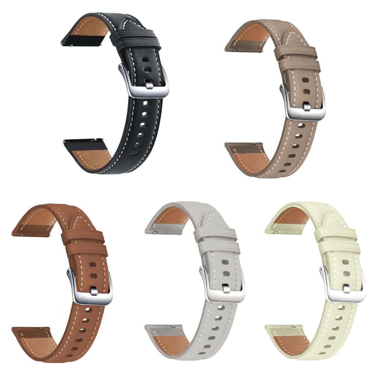 22mm For Amazfit GTR 4/3/3 Pro/Bip6/Bip5 xDfind Flat Head Black Shark Fine Grain Leath ... (Black)