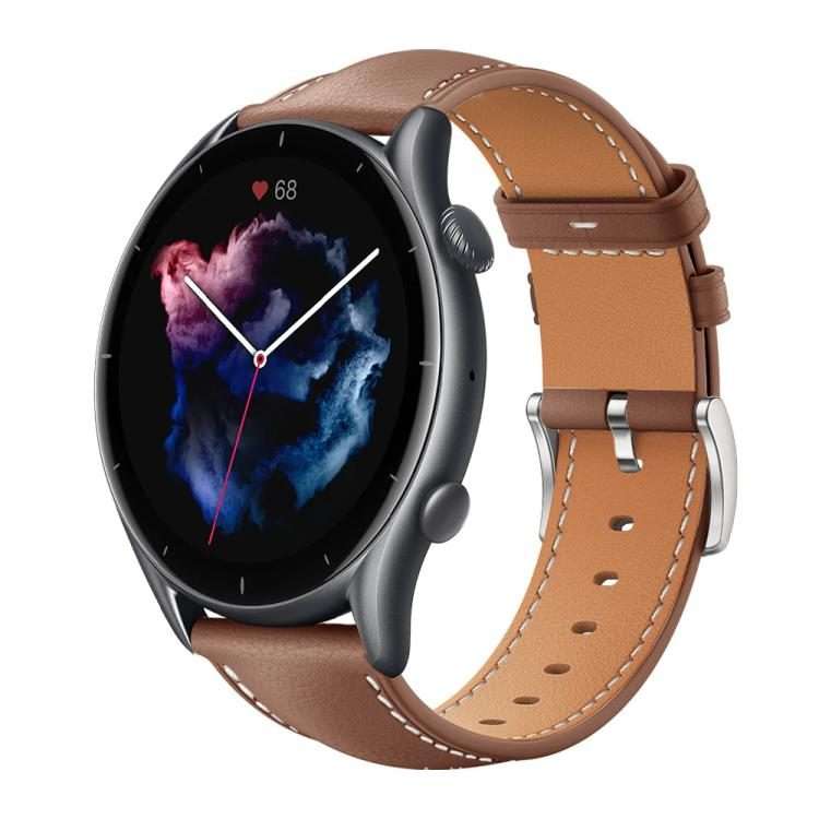 22mm For Amazfit GTR 4/3/3 Pro/Bip6/Bip5 xDfind Flat Head Black Shark Fine Grain Leat ... (Coffee)