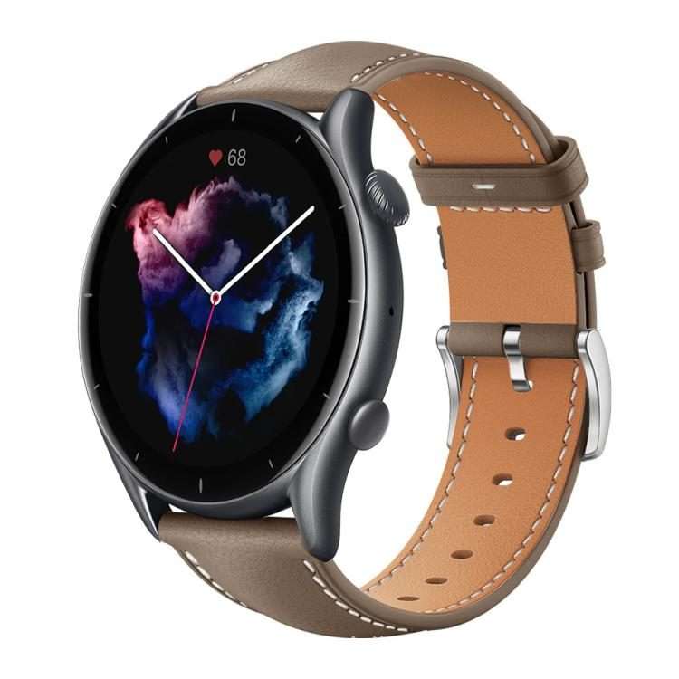 22mm For Amazfit GTR 4/3/3 Pro/Bip6/Bip5 xDfind Flat Head Black Shark Fine Grain Leath ... (Brown)