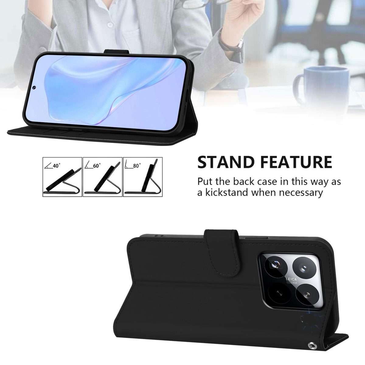 For Xiaomi 15T 5G Skin Feel Solid Color Leather Phone Case with Lanyard(Black)