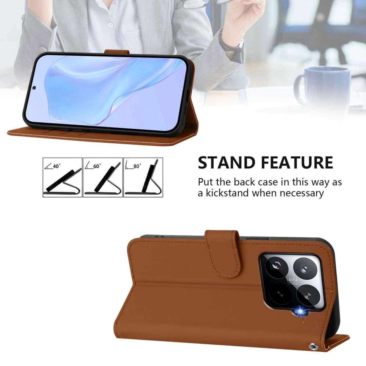 For Xiaomi 15T Pro 5G Skin Feel Solid Color Leather Phone Case with Lanyard(Brown)