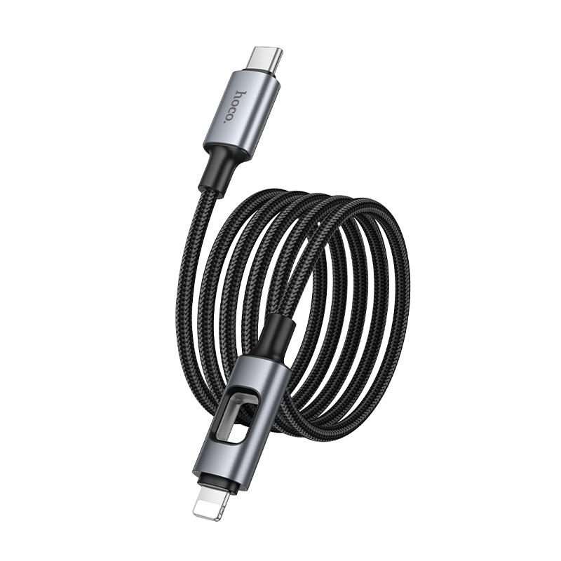 hoco U144 Colorful LED PD27W Type-C to 8 Pin Fast Charging Data Cable, Length: 1.2m(Black)