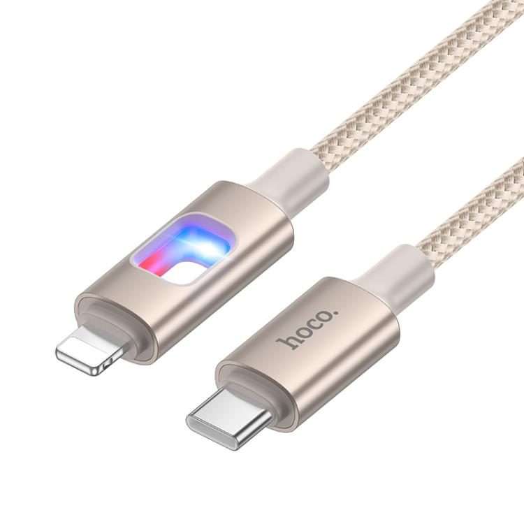 hoco U144 Colorful LED PD27W Type-C to 8 Pin Fast Charging Data Cable, Length: 1.2m(Gold)