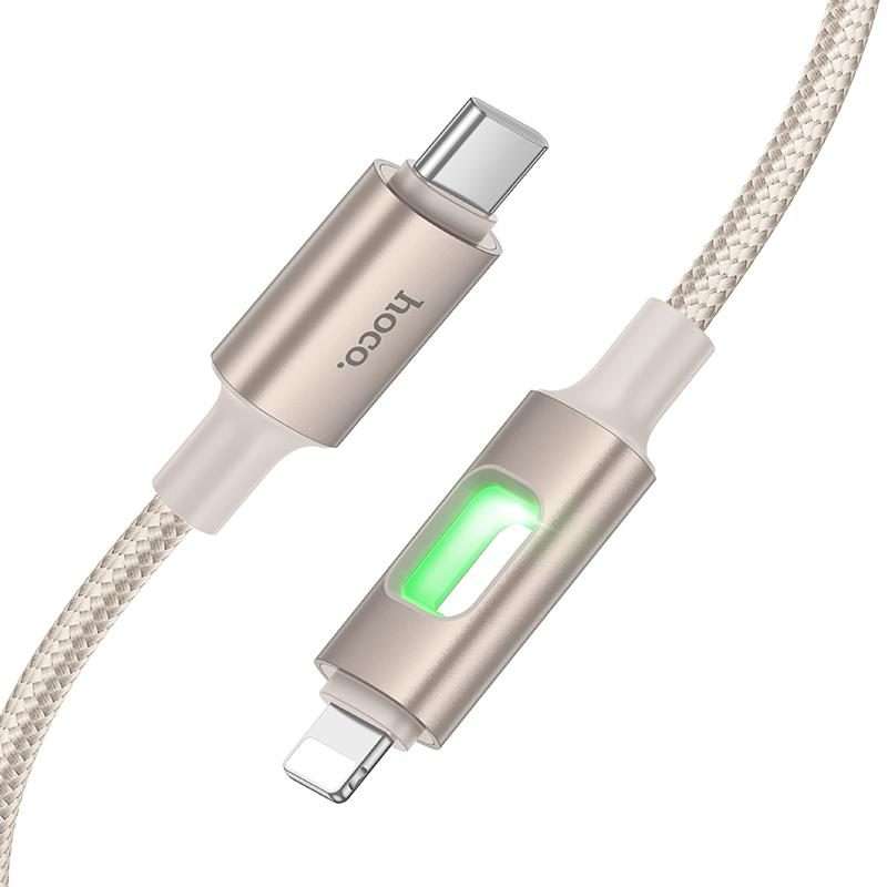 hoco U144 Colorful LED PD27W Type-C to 8 Pin Fast Charging Data Cable, Length: 1.2m(Gold)