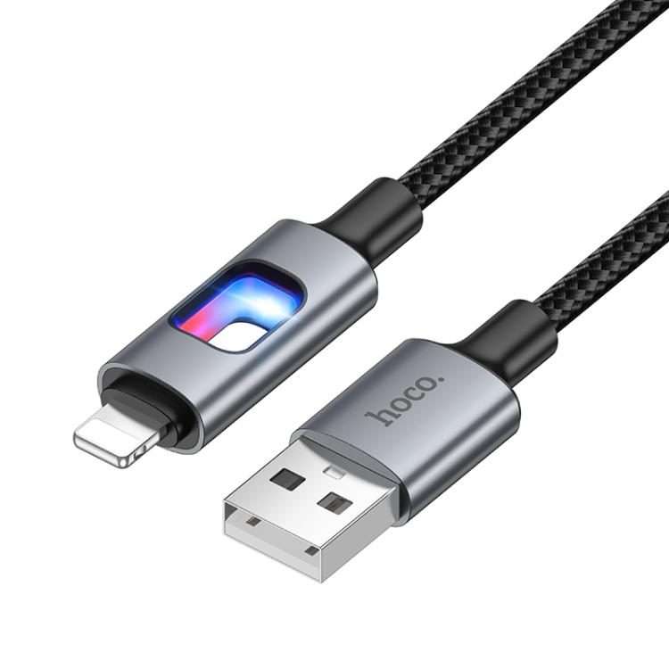 hoco U144 Colorful LED 2.4A USB to 8 Pin Charging Data Cable, Length: 1.2m(Black)