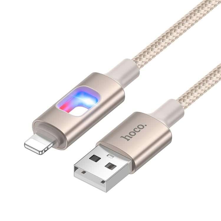 hoco U144 Colorful LED 2.4A USB to 8 Pin Charging Data Cable, Length: 1.2m(Gold)