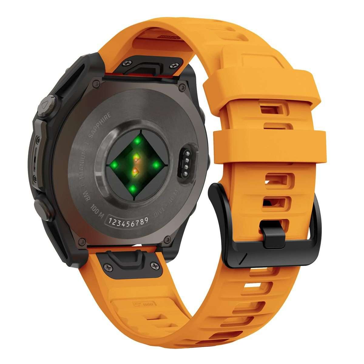 For Garmin 26mm Quick Release Solid Color Silicone Watch Band(Orange)