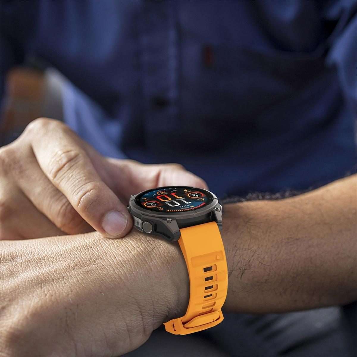 For Garmin 26mm Quick Release Solid Color Silicone Watch Band(Orange)