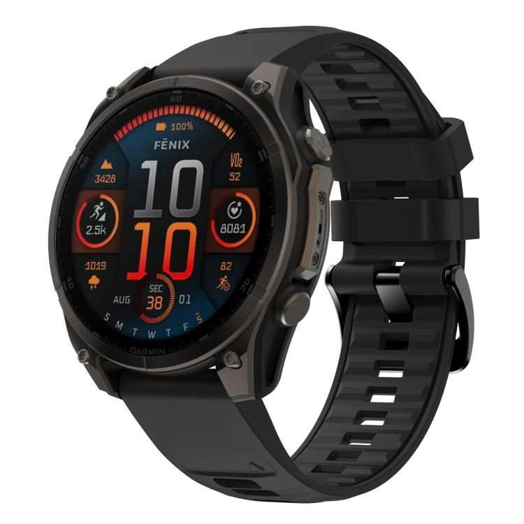For Garmin 26mm Quick Release Solid Color Silicone Watch Band(Black)