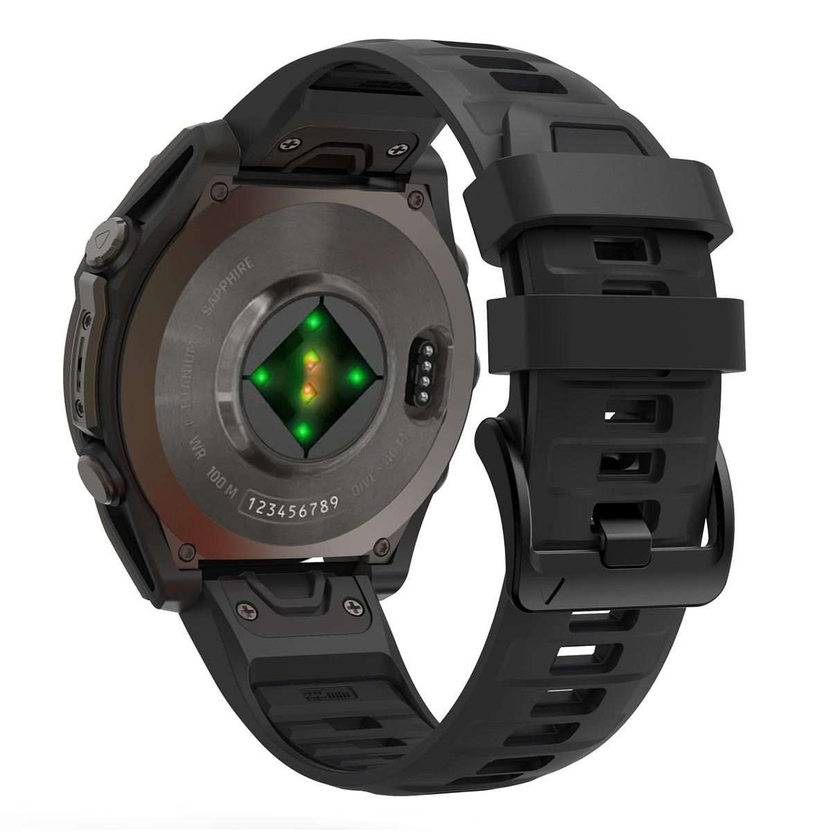For Garmin 26mm Quick Release Solid Color Silicone Watch Band(Black)