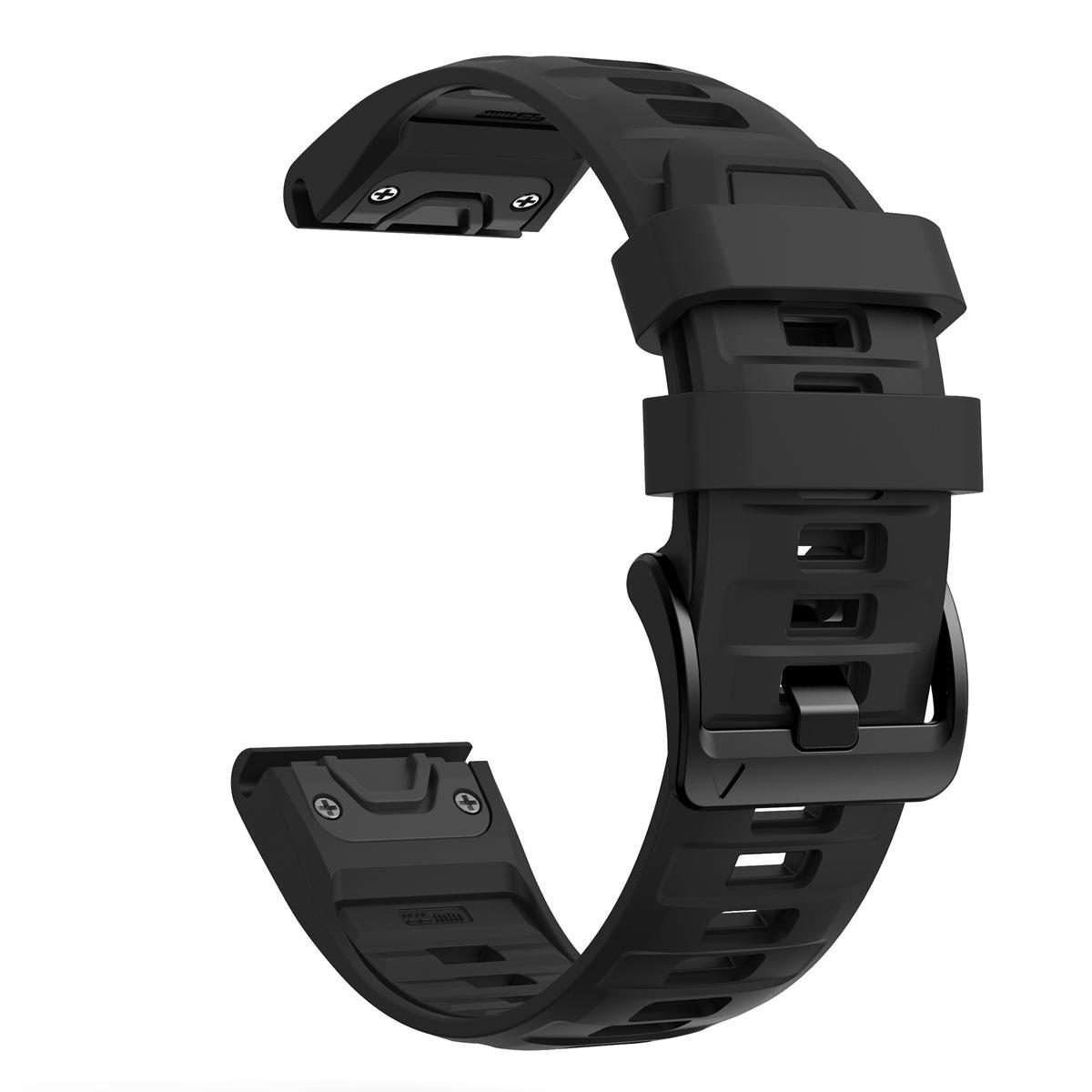 For Garmin 26mm Quick Release Solid Color Silicone Watch Band(Black)