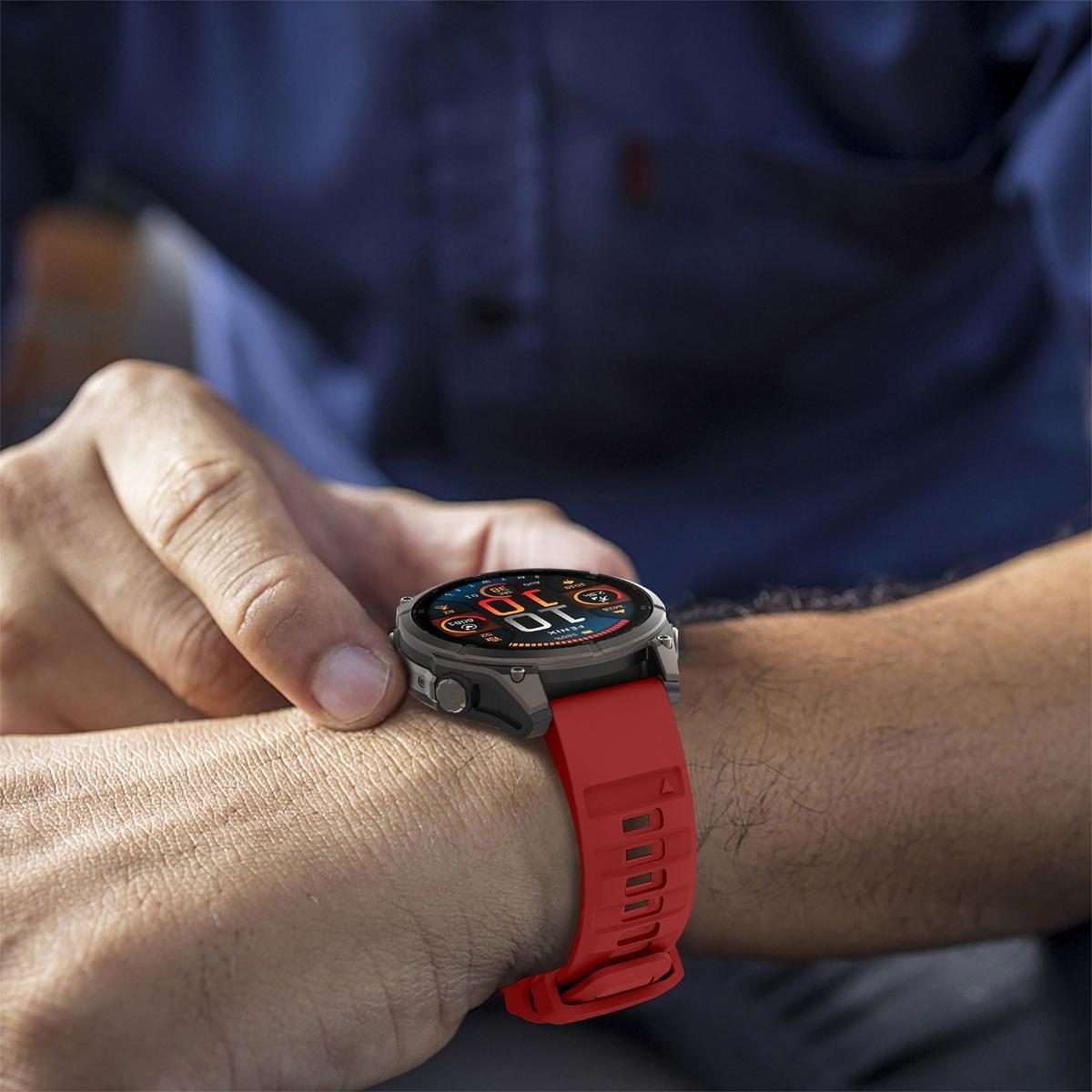 For Garmin 26mm Quick Release Solid Color Silicone Watch Band(Red)