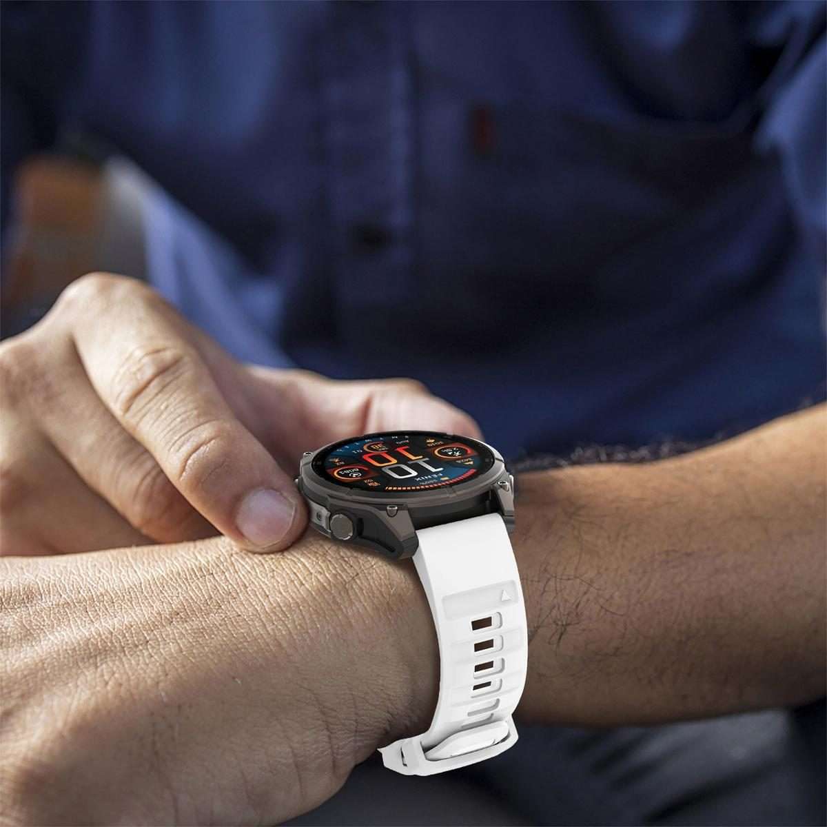 For Garmin 26mm Quick Release Solid Color Silicone Watch Band(White)