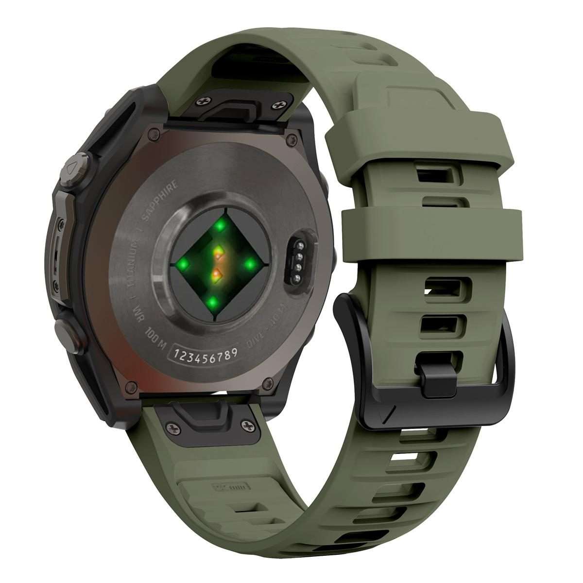 For Garmin 26mm Quick Release Solid Color Silicone Watch Band(Army Green)