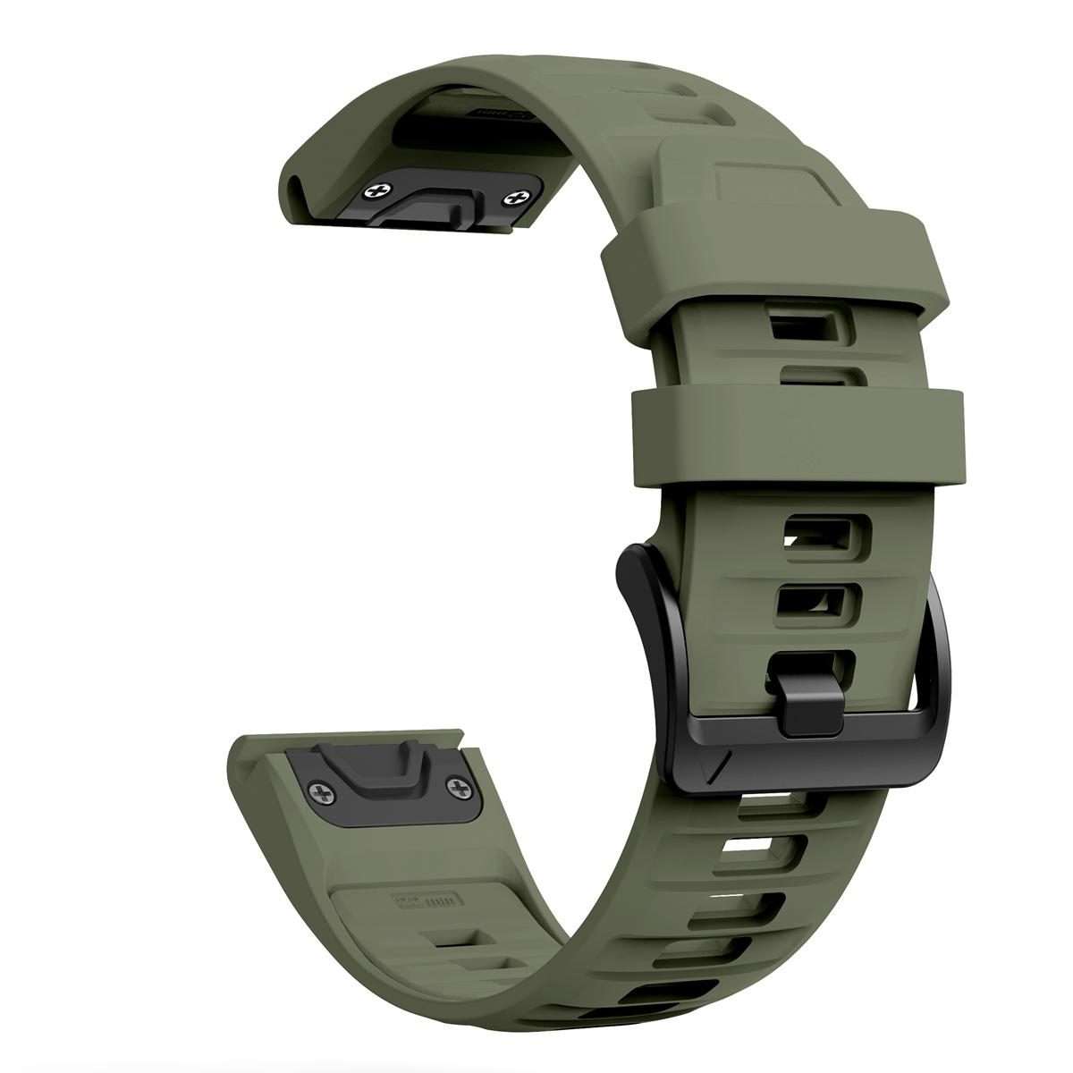 For Garmin 26mm Quick Release Solid Color Silicone Watch Band(Army Green)