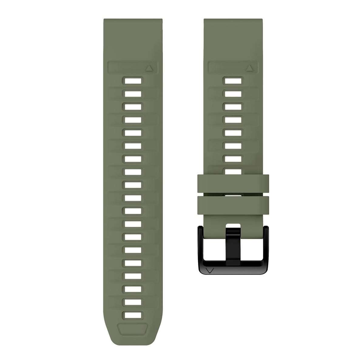 For Garmin 26mm Quick Release Solid Color Silicone Watch Band(Army Green)
