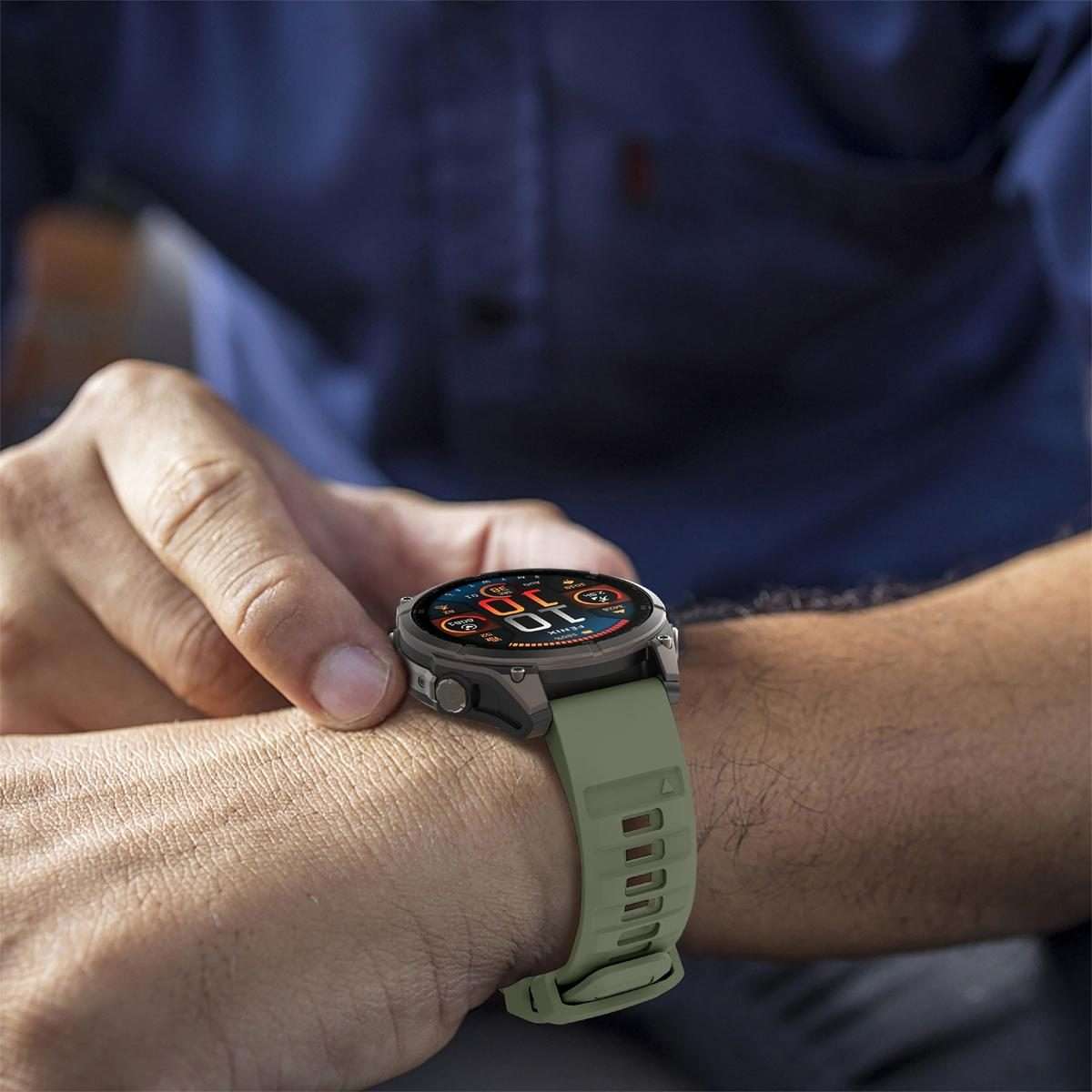 For Garmin 26mm Quick Release Solid Color Silicone Watch Band(Army Green)