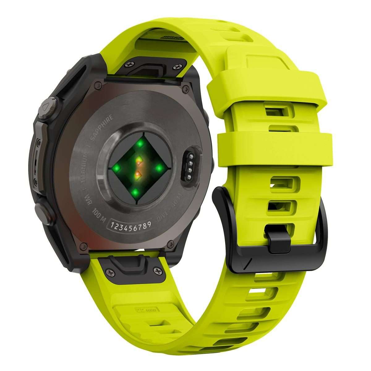 For Garmin 26mm Quick Release Solid Color Silicone Watch Band(Lime)