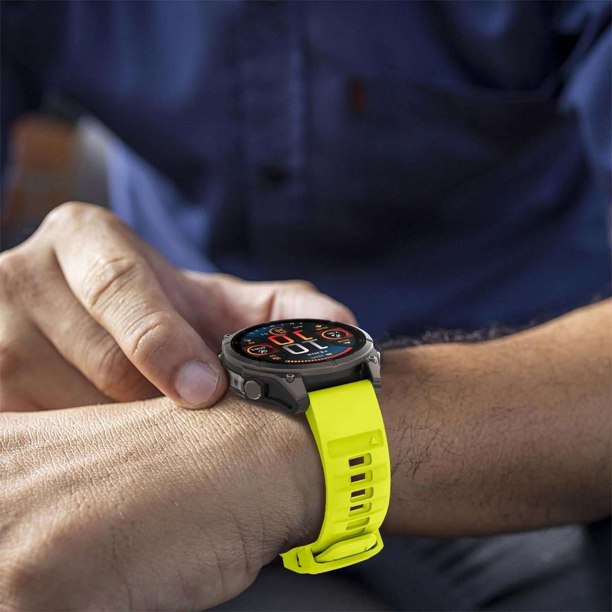 For Garmin 26mm Quick Release Solid Color Silicone Watch Band(Lime)