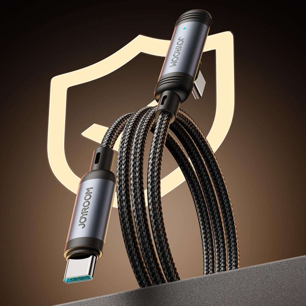 JOYROOM S-A56 EnjoyX Series 60W Type-C to Type-C 90 Degree Fast Charging Data Cable, L ... (Black)