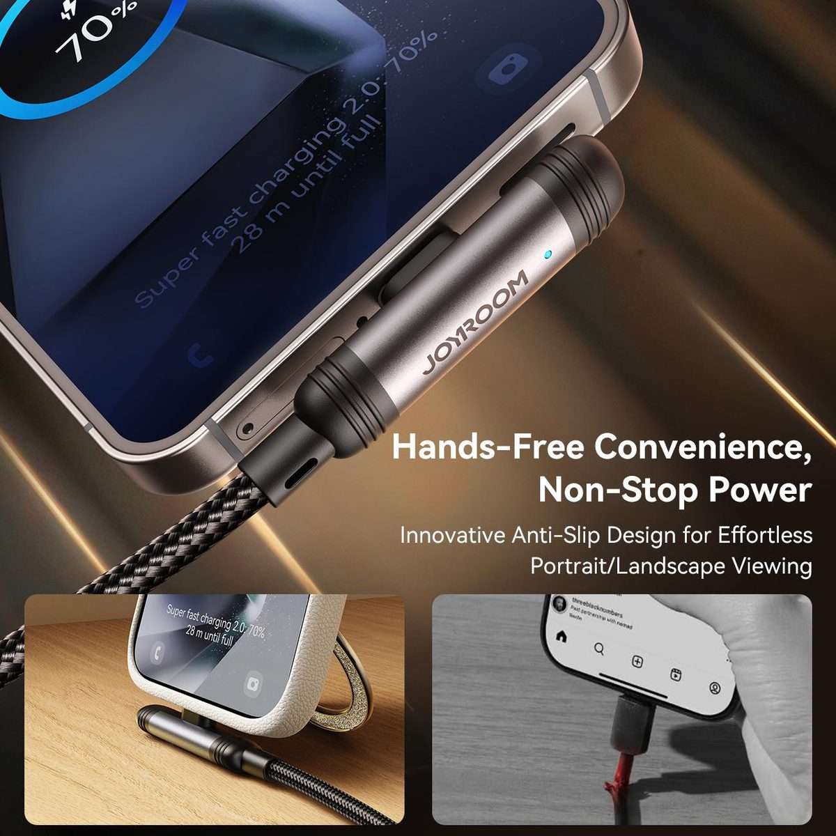 JOYROOM S-A56 EnjoyX Series 3A USB to Type-C 90 Degree Fast Charging Data Cable, Lengt ... (Black)