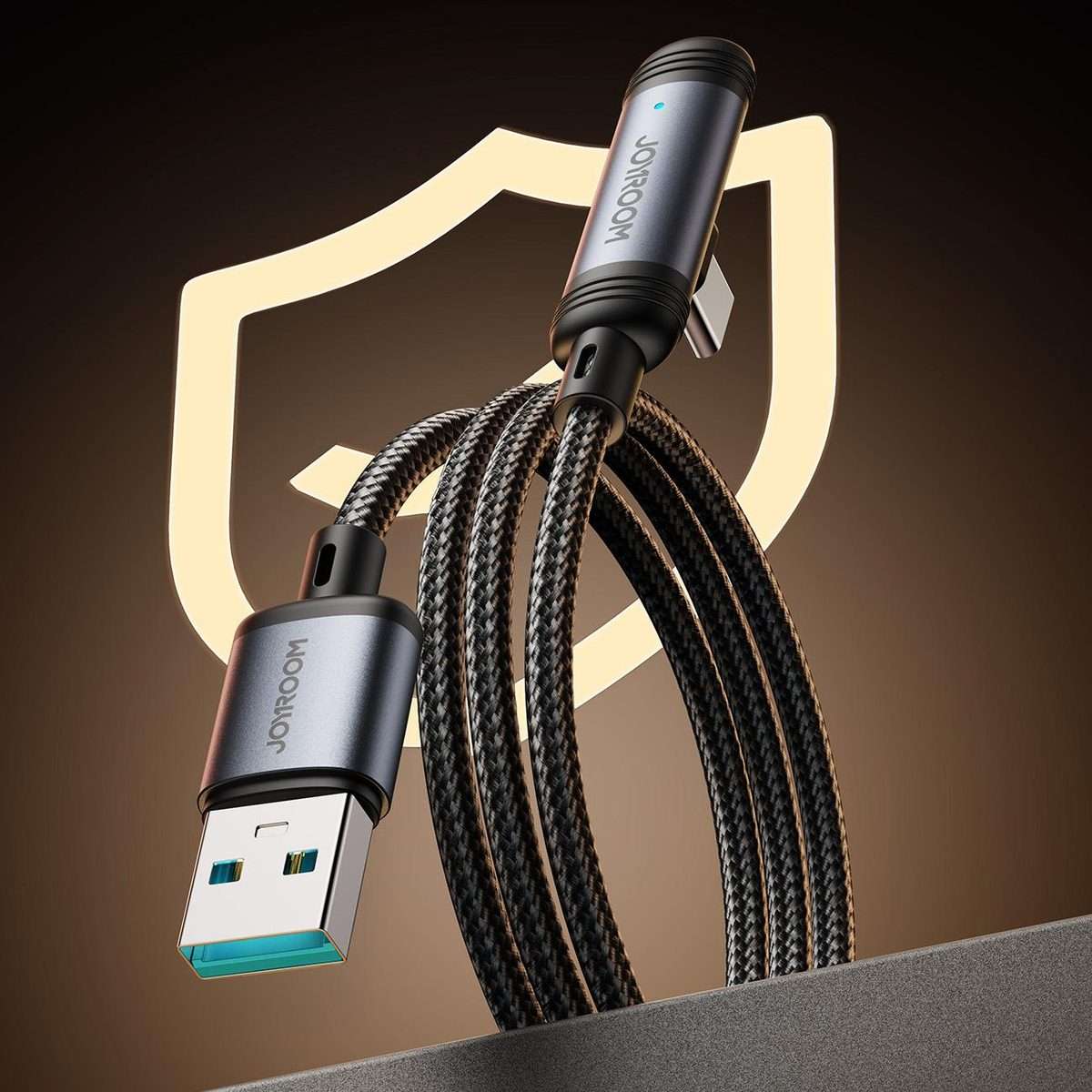 JOYROOM S-A56 EnjoyX Series 3A USB to Type-C 90 Degree Fast Charging Data Cable, Lengt ... (Black)