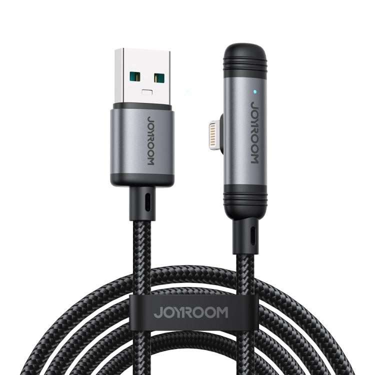 JOYROOM S-A56 EnjoyX Series 3A USB to 8 Pin 90 Degree Fast Charging Data Cable, Length:1.2m(Black)