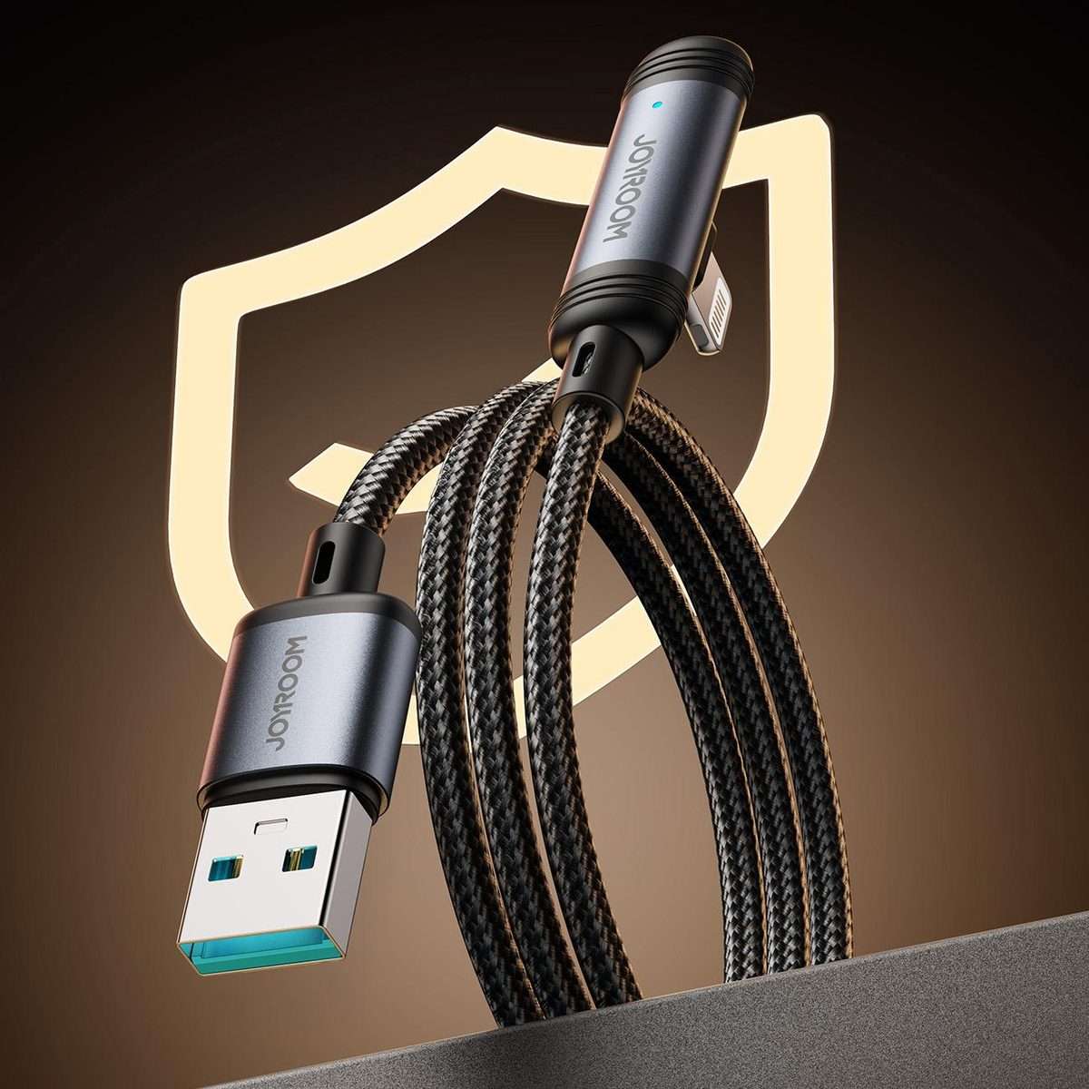 JOYROOM S-A56 EnjoyX Series 3A USB to 8 Pin 90 Degree Fast Charging Data Cable, Length:1.2m(Black)