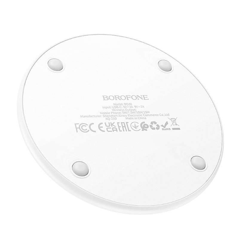 Borofone BQ40 15W Crown Desktop Wireless Fast Charger(White)