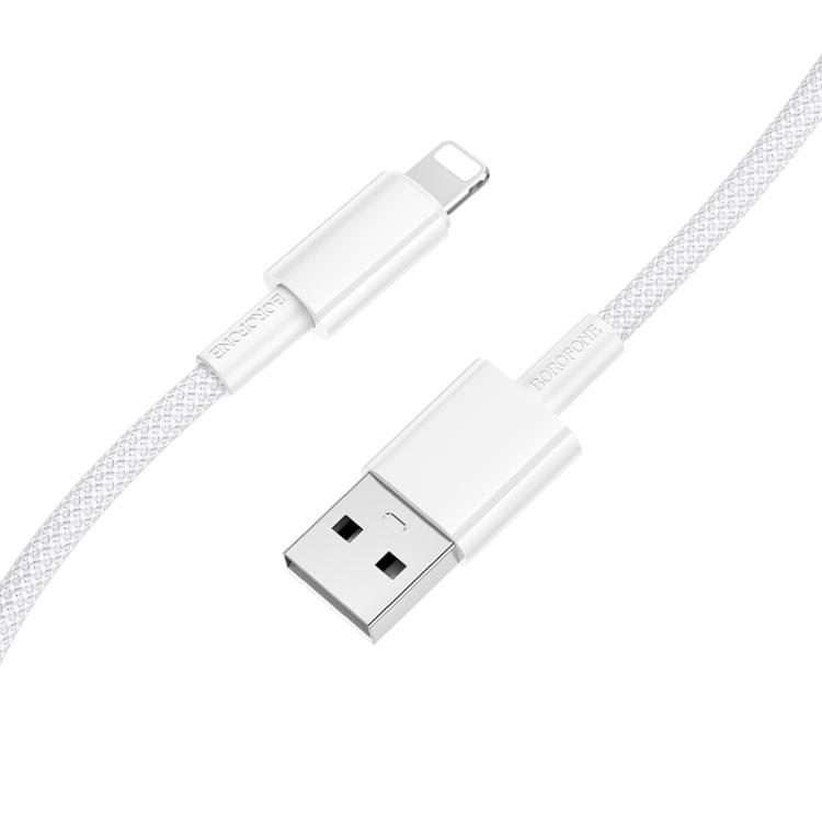 BOROFONE BX117 1m 2.4A USB to 8 Pin Source Charging Data Cable(White)