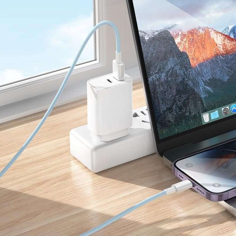 BOROFONE BX117 1m 2.4A USB to 8 Pin Source Charging Data Cable(White)