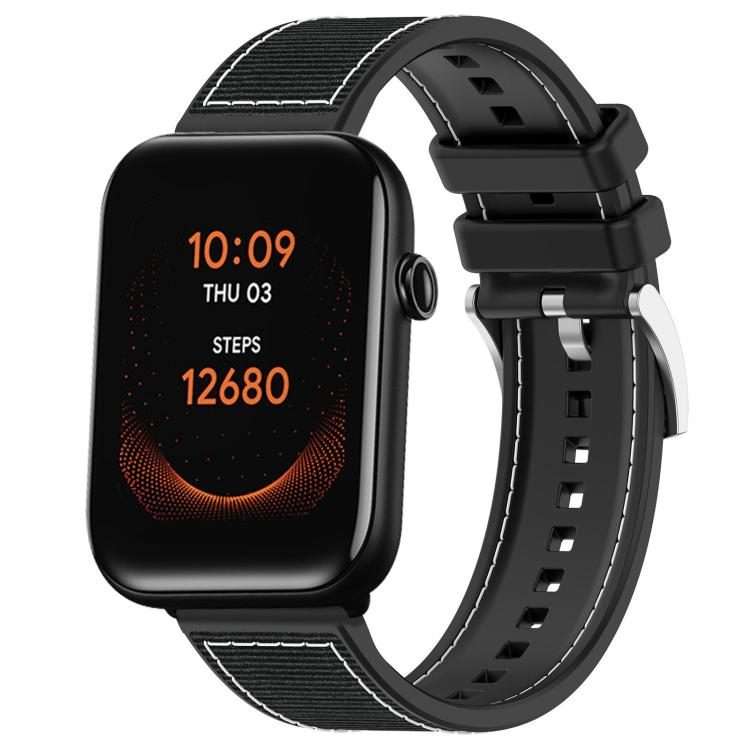 20mm For Ticwatch GTH / E3 / E / 2 xDfind Hybrid Nylon Braid Silicone Watch Band(Black)